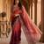Maroon chiffon embroidered sequins work heavy look ethnic saree with blouse