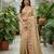 Beige manipuri silk embroidered thread work heavy look ethnic saree with blouse
