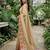 Beige manipuri silk embroidered thread work heavy look ethnic saree with blouse