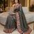 Black manipuri silk embroidered thread work heavy look ethnic saree with blouse