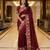 Red manipuri silk embroidered thread work heavy look ethnic saree with blouse