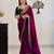 Magenta satin embroidered sequins work heavy look ethnic saree with blouse