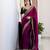 Magenta satin embroidered sequins work heavy look ethnic saree with blouse