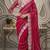Pink faux georgette embroidered mirror work heavy look ethnic saree with blouse