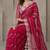 Pink faux georgette embroidered mirror work heavy look ethnic saree with blouse