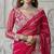 Pink faux georgette embroidered mirror work heavy look ethnic saree with blouse