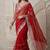 Red faux georgette embroidered mirror work heavy look ethnic saree with blouse