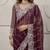 Wine faux georgette embroidered mirror work heavy look ethnic saree with blouse