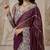 Wine faux georgette embroidered mirror work heavy look ethnic saree with blouse
