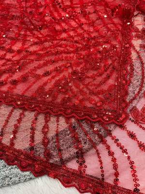 Red net embroidered sequins work heavy look ethnic saree with blouse 3