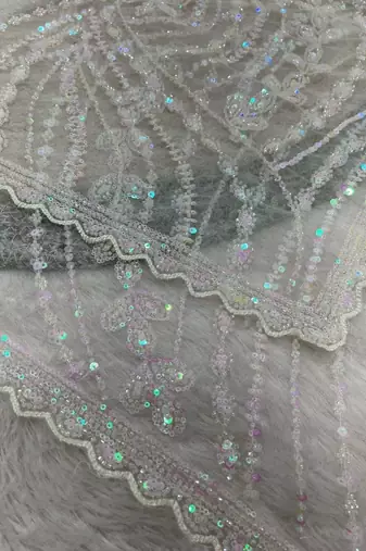 White net embroidered sequins work heavy look ethnic saree with blouse
