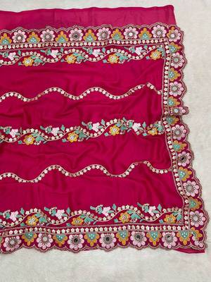 Multicolor silk embroidered sequins work heavy look ethnic saree with blouse 3