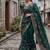 Green satin embroidered sequins work heavy look ethnic saree with blouse