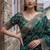 Green satin embroidered sequins work heavy look ethnic saree with blouse