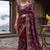 Purple satin embroidered sequins work heavy look ethnic saree with blouse