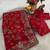 Red satin embroidered sequins work heavy look ethnic saree with blouse