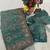 Teal satin embroidered sequins work heavy look ethnic saree with blouse