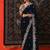 Blue velvet embroidered sequins work heavy look ethnic saree with blouse