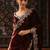 Maroon velvet embroidered sequins work heavy look ethnic saree with blouse