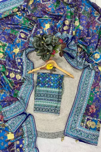 Multicolor silk printed kalamkari heavy look ethnic saree with blouse