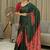 Green silk embroidered mirror work heavy look ethnic saree with blouse