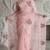 Pink organza embroidered thread work heavy look ethnic saree with blouse
