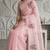 Pink organza embroidered thread work heavy look ethnic saree with blouse