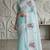 Sky blue organza embroidered thread work heavy look ethnic saree with blouse