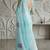 Sky blue organza embroidered thread work heavy look ethnic saree with blouse