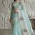 Sky blue organza embroidered thread work heavy look ethnic saree with blouse