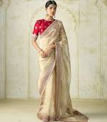 Multicolor net embroidered sequins work heavy look ethnic saree with blouse