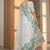 Green organza printed floral print heavy look ethnic saree with blouse