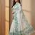 Green organza printed floral print heavy look ethnic saree with blouse