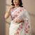 Pink organza printed floral print heavy look ethnic saree with blouse