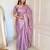 Purple silk embroidered thread work heavy look ethnic saree with blouse
