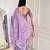 Purple silk embroidered thread work heavy look ethnic saree with blouse