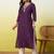 Floral embroidered silk blend v neck kurti for women