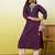 Floral embroidered silk blend v neck kurti for women