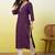 Floral embroidered silk blend v neck kurti for women