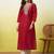 Floral embroidered silk blend v neck kurti for women