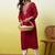 Floral embroidered silk blend v neck kurti for women