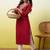 Floral embroidered silk blend v neck kurti for women