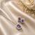 Elegant emerald purple crystal pendant necklace & stud earrings set |  american diamond jewelry set