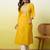 Floral embroidered silk blend v neck kurti for women
