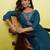 Floral embroidered silk blend v neck kurti for women