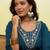 Floral embroidered silk blend v neck kurti for women