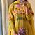 Women's Mustard Cotton Blend Embroidered Kurta Pant Dupatta Set