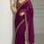 Purple silk embroidered sequins work heavy look ethnic saree with blouse