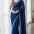 Teal silk embroidered sequins work heavy look ethnic saree with blouse