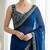 Teal silk embroidered sequins work heavy look ethnic saree with blouse